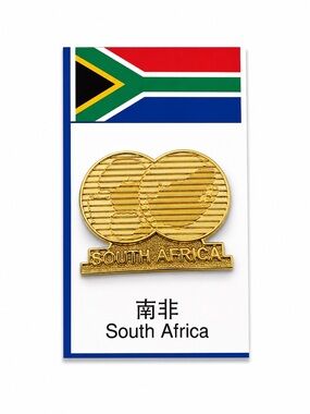 South Africa Gold Tone Enamel Lapel Pin